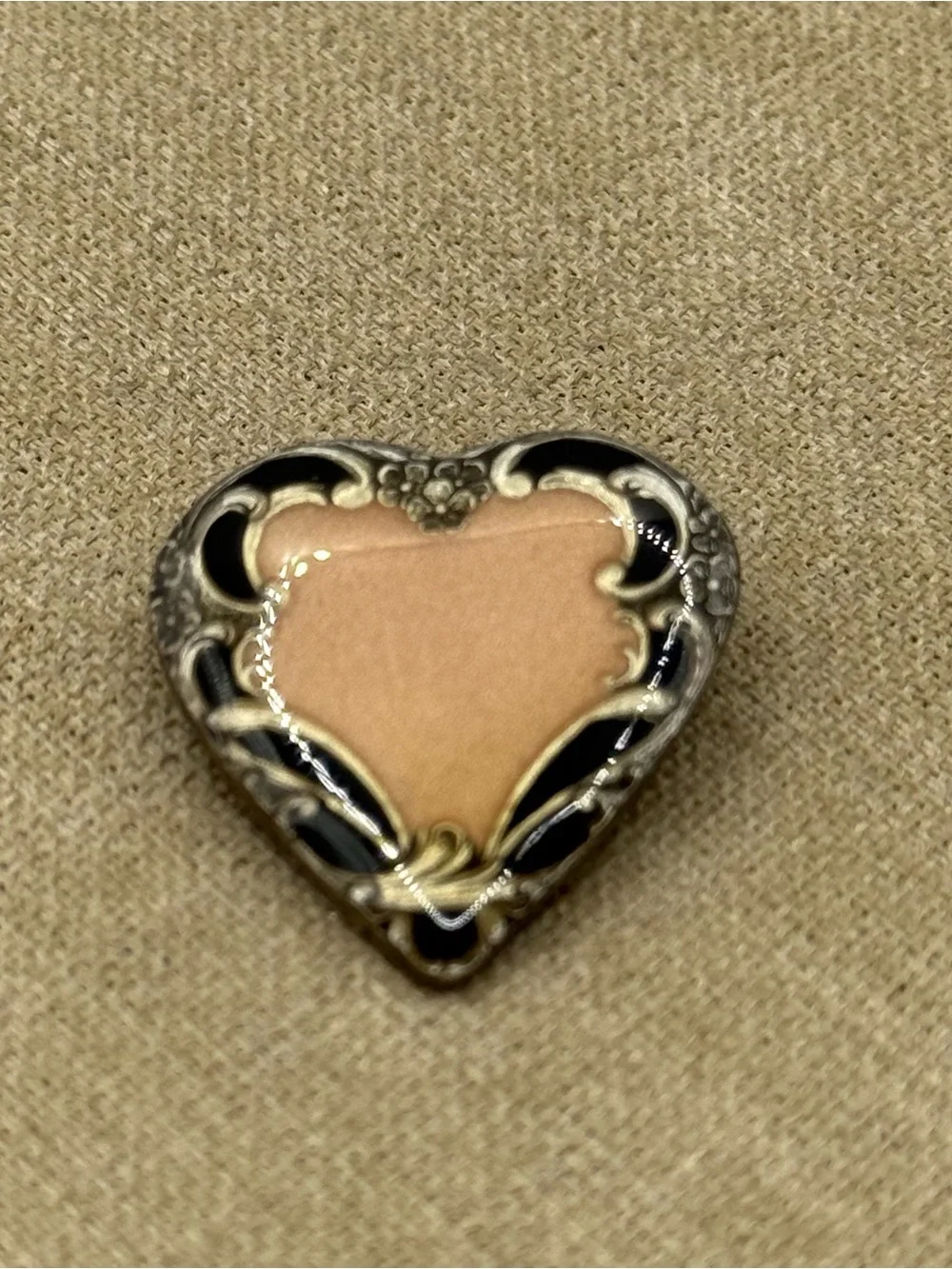 Catherine popesco France Heart-Shaped Pink and Black Enamel Pendant